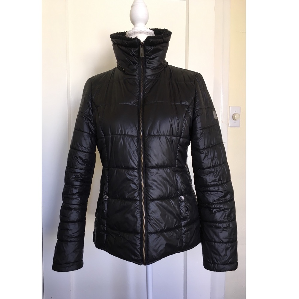 Kenneth Cole black puffer with detachable hood